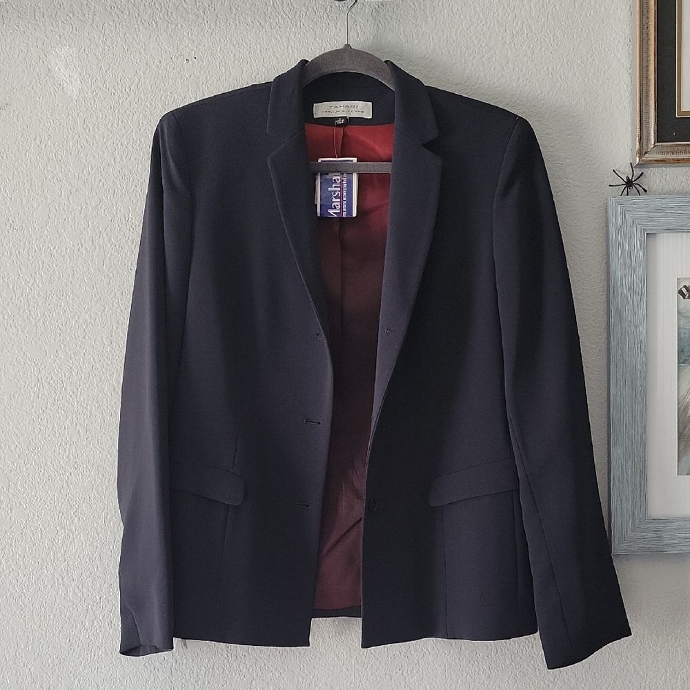 Tahari Blazer Jacket Black Womens 8